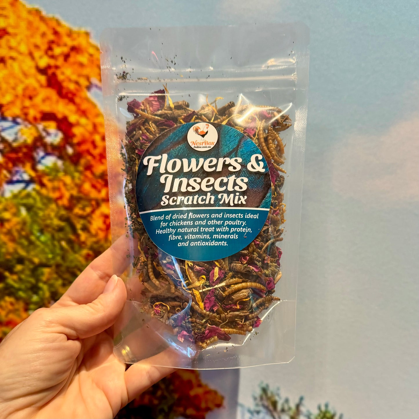 Flowers and Insects Scratch Mix for Chickens